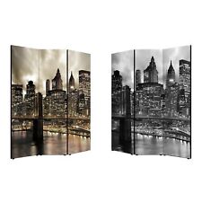 Separe’ Paravento in Tela stampata Fronte Retro bifacciale con 3 Ante in Legno B