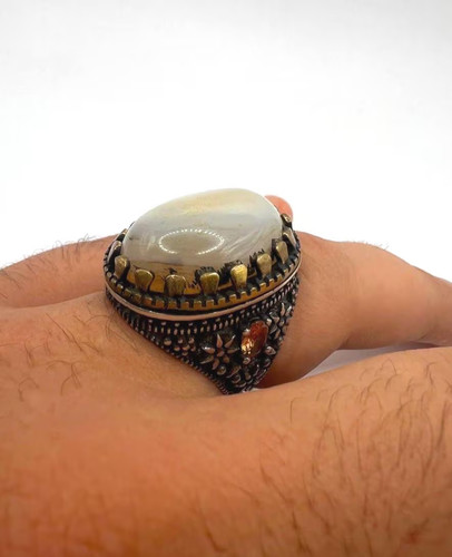 Anello agata uomo yemenita