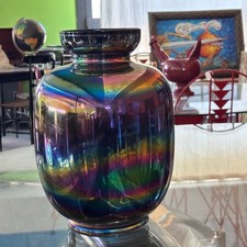 Vaso iridescente in vetro di