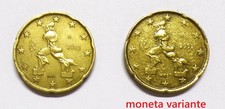 ITALIA DUE MONETE DA 20 CENTESIMI DI EURO 2002 VARIANTE DI CONIO