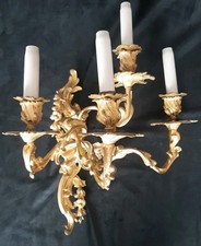 Appliques dorate Coppia  a quattro luci, stile Luigi 