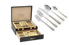 72 Pezzi Set Posate Bicolore Oro Venezia Design Confezione Regalo, Con Scatola Portaoggetti,