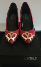 décolleté rosse LORIBLU tacco 10 n. 37 luxury made in Italy rosso punta oro