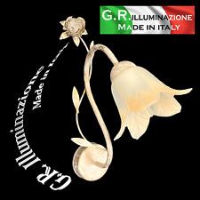 APPLIQUE IN FERRO BATTUTO 1 L. AVORIO ORO VT. PAGLIERINO LAMPADA DA PARETE Dina