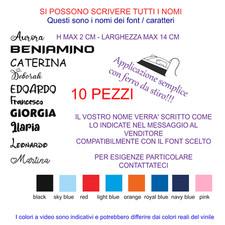 NOME PERSONALIZZATO 10 PZ TERMOADESIVI BAMBINI PER ASILO SCUOLA T SHIRT NO TOPPA