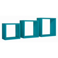 SET 3 CUBI MENSOLE PARETE BLU