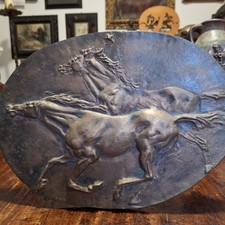 Messina  - Cavalli- Bassorilievo In Bronzo 38x25  Con Appoggio