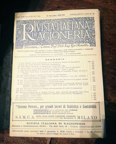 Rivista italiana ragioneria - rivista,