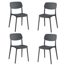 Set 4 Pezzi Sedia impilabile da pranzo in Polipropilene Design interno esterno