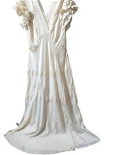  CAMICIA DA NOTTE ANTICA ELEGANTISSIMA  IN SETA ANNI 30, RICAMI A MANO  .