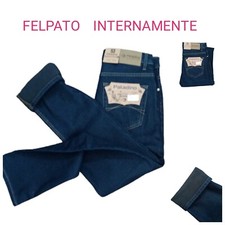 Jeans uomo BLU SCURO felpato INVERNALE pantaloni foderati IN PILE regular fit
