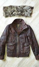 Giubbino Donna Vintage Replay Vera Pelle Real Leather Collo  Pelliccia removibil