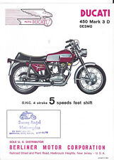 Ducati 450 Mark 3 D desmo albero reale 1969 circa depliant brochure depliant
