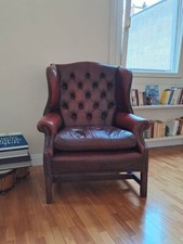 Poltrona Chesterfield Club Vintage Originale Inglese in Pelle Bordeaux