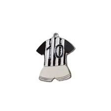 10 PZ Ciondolo metallo Completino Calcio Juventus Bianco Nero Bomboniera 146R