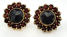 Orecchini a Farfalla 333 Oro Con Granato Centrale + Granatkranz Vintage Ca 3,56g