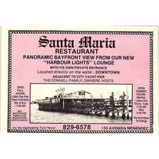 Santa Maria Restaurant Connell City Yacht Pier St. Augustine FL 1989 Ad AF9-12
