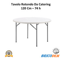 Tavolo da Catering Rotondo da Giardino 120cm H74 Bianco