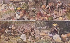 Pittore- Riccardo Pellegrini di Milano: 4 cart. con ambienti spagnoli