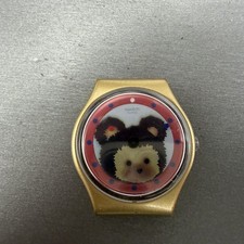 Orologio Swatch SWEET TEDDY uomo 34mm quadrante bianco e rosso tono oro GJ121 batteria nuova