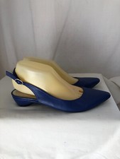Scarpe Col Tacco Sandali Vintage In Pelle Blu Adrien Calzaturificio P.39