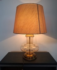 Lampada Da Tavolo In Vetro E Metallo. Anni 70