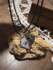 Collana Con Ciondolo Cuore Fidanzati Doppio Cuore Spezzato.