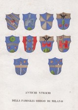 Famiglia Origo Di Milano - Wappen Stemma Coat Of Arms Blasone Incisione