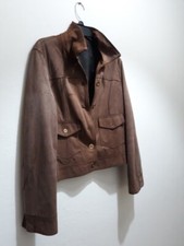 GIUBBOTTO CHIODO ECOPELLE SCAMOSCIATO UNISEX COLORE COGNAC TG 48 COME NUOVO