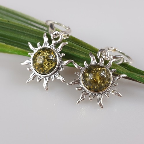 Orecchini ambra verde - , argento
