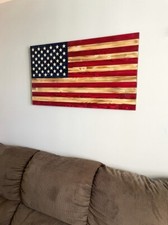 Bandiera americana in legno rustica | Bandiera rustica {19”X 36”} insegna ban...