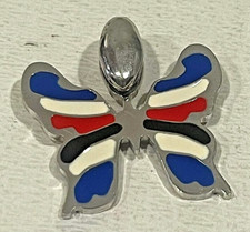 CIONDOLO ARGENTO SMALTATO VINTAGE ANNI '70 - FARFALLA BANDIERA SAMPDORIA CALCIO