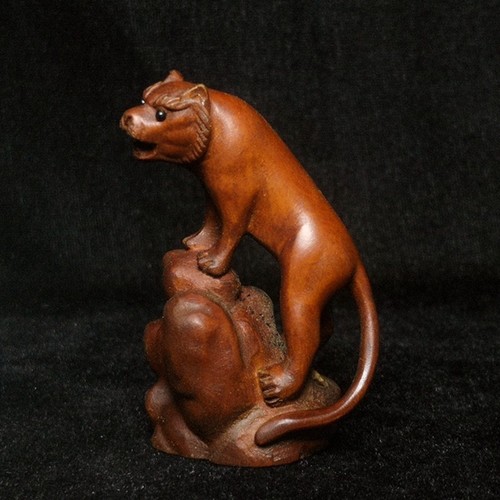 Statua tigre legno bosso - di,