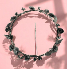 Aureola fiorita 10 cm metallo bagno argento Santo per statua sacra