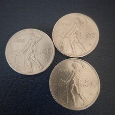 Lotto-3 Monete 50 lire Vulcano Repubblica Italiana 1954-55-56 BB