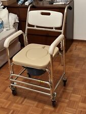 HOMCOM Sedia a Rotelle Impermeabile con WC  Vaso Rimovibile per Anziani/Disabili