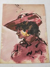 NANDO MISELLI (NAMIS): Ritratto femminile  su carta pesante- 34 cm. X 26 cm.