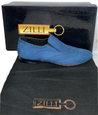 ZILLI scarpa shoe uomo man size Eu 39 mocassino in vitello blu  (retail €750)