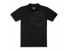 DUCATI MECCANICA Retro Historical manica corta polo maglietta nera NUOVA!!