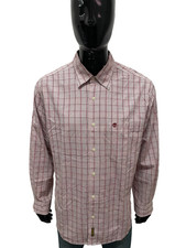 Camicia Timberland Uomo Taglia L a Quadri Rossa Bianca Cotone Originale Casual