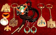 (10) VECCHI ARTICOLI DI GIOIELLI NATIVI AMERICANI INDIANI FENICE O THUNDERBIRDS