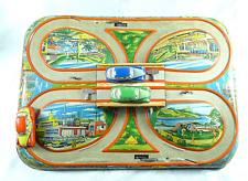 VINTAGE TIN TOY TECHNOFLIX GIOCO LATTA GIOCATTOLO  1960 GERMANY PISTA AUTO