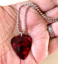 Guitar Pick 18" Necklace RED
