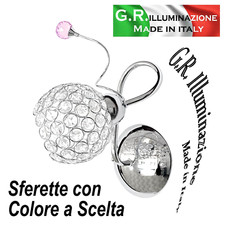 APPLIQUE MODERNA CROMATA 1 LUCE LAMPADA DA PARETE CROMO CRISTALLO BAGNO Cielo