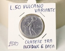 Repubblica italiana 50 lire Vulcano 1970 variante di conio cratere 