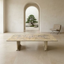 Tavolo Basso Marmo Travertino