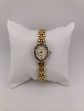 Orologio Vintage Gruen Donna 17mm Tono Oro Lunetta Diamante Quadrante Oro 7,25" - FUNZIONA