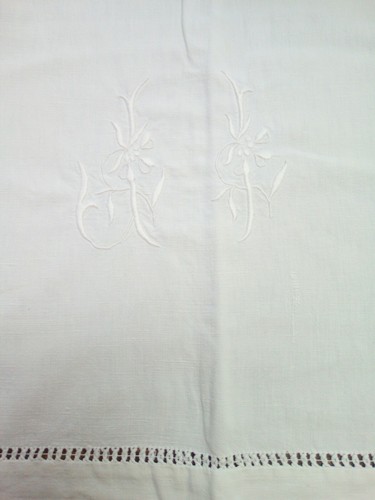 Lenzuolo bianco lino ricamo - lenzuolo,