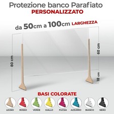 Parafiato Parasputi Plexiglass banconi cassa Parete Divisoria da 50 a 100 cm