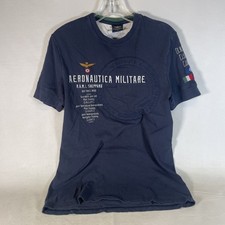 T-shirt pullover girocollo manica corta cotone blu navy Aeronautica Militare M